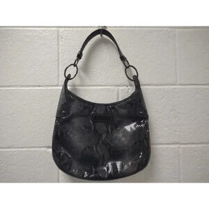 Nine West Shiney Black & Gray Snake Skin Shoulder Bag, Excellent Used Condition